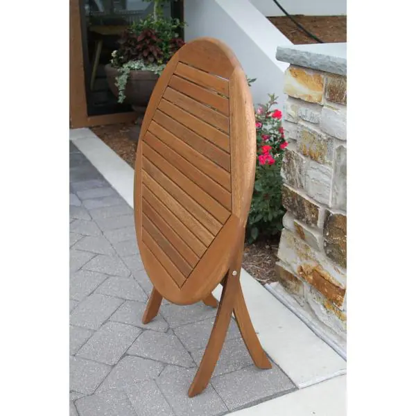 Outdoor Interiors Round 30 in. Eucalyptus Folding Outdoor Bistro Table
