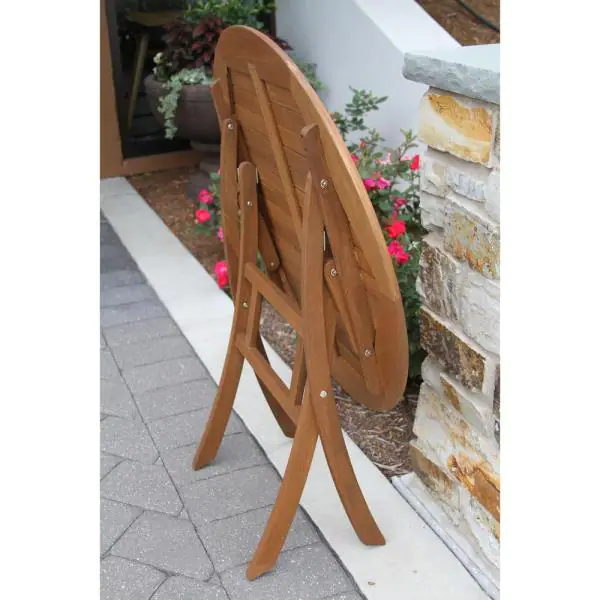 Outdoor Interiors Round 30 in. Eucalyptus Folding Outdoor Bistro Table