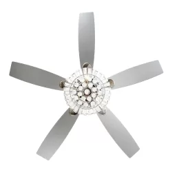Parrot Uncle Zuniga F6222A110V 52 in. Indoor Chrome Downrod Mount Crystal Chandelier Ceiling Fan with Light Kit and Remote Control