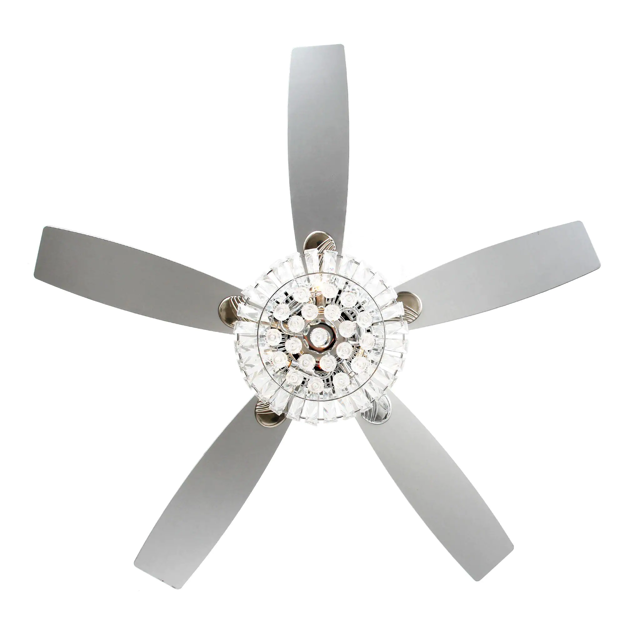 Parrot Uncle Zuniga F6222A110V 52 in. Indoor Chrome Downrod Mount Crystal Chandelier Ceiling Fan with Light Kit and Remote Control
