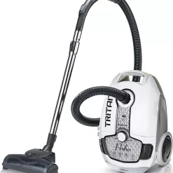 Prolux Tritan Bagged Canister Vacuum Cleaner with HEPA Filtration and Complete Home Care Tool Kit, Tritan White
