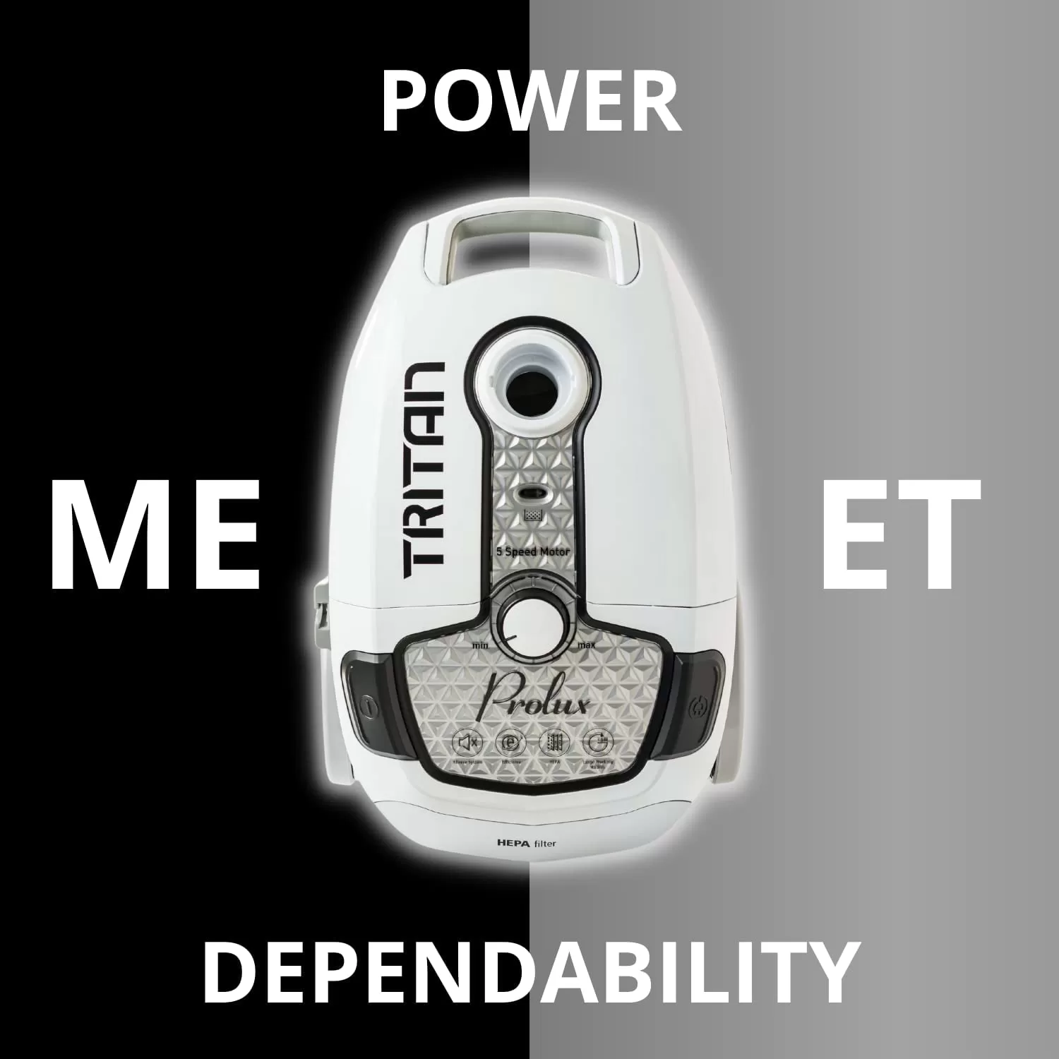 Prolux Tritan Bagged Canister Vacuum Cleaner with HEPA Filtration and Complete Home Care Tool Kit, Tritan White - Image 6