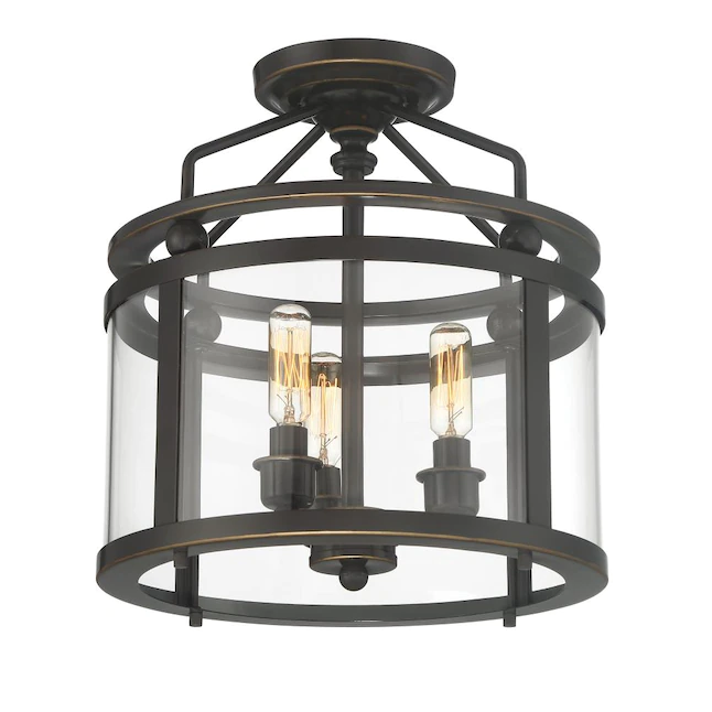 Quoizel Norfolk 3-Light 11.87-in Oil Rubbed Bronze Semi-flush Mount Light - Image 4