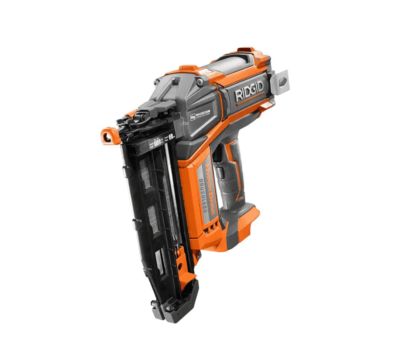 RIDGID R09892B 18V Brushless Cordless HYPERDRIVE 16-Gauge 2-1/2 in. Straight Finish Nailer(Tool Only), Belt Clip, Bag, Sample Nails