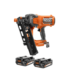 RIDGID R09894B-AC8400802P 18V Lithium-Ion Brushless Cordless 21° 3-1/2 in. Framing Nailer with 18V Compact Lithium-Ion 2.0 Ah Battery 2-Pack