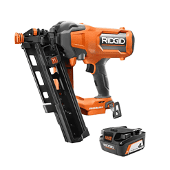 RIDGID R09894B-AC87004 18V Lithium-Ion Brushless Cordless 21° 3-1/2 in. Framing Nailer with 18V Lithium-Ion 4.0 Ah Battery