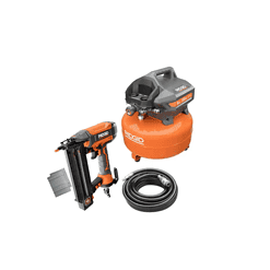 RIDGID R69601FKN 6 Gal. Electric Pancake Air Compressor and Pneumatic 18-Gauge 2-1/8 in. Brad Nailer