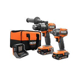 RIDGID R9209 18V Brushless Cordless 2-Tool Combo Kit with Drill/Driver, Impact Driver, (2) Batteries, 18V Charger, and Tool Bag