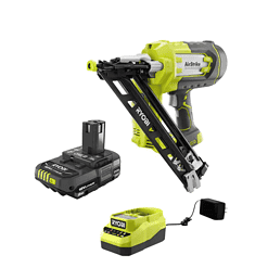 RYOBI P330-PSK005 ONE+ 18V Cordless AirStrike 15-Gauge Angled Finish Nailer and 2.0 Ah Compact Battery and Charger Starter Kit