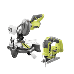 RYOBI P553-P5231 ONE+ 18V Lithium-Ion Cordless 7-1/4 in. Compound Miter Saw and Orbital Jig Saw (Tools Only)