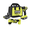 RYOBI PSBID01K-PSBRA02B ONE+ HP 18V Brushless Cordless Compact 1/4 in. Impact Driver and 3/8 in. Right Angle Drill with (2) Batteries, Charger