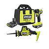 RYOBI PSBID01K-PSBRS01B ONE+ HP 18V Brushless Cordless Compact 1/4 in. Impact Driver and One-Handed Recip Saw Kit with (2) Batteries, Charger