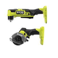 RYOBI PSBRA02B-PSBCS02B ONE+ HP 18V Brushless Cordless Compact 2-Tool Combo Kit with 3/8 in. Right Angle Drill and Cut-Off Tool (Tools Only)