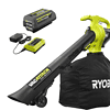 RYOBI RY40451 40V Vac Attack Cordless Leaf Vacuum/Mulcher with 5.0 Ah Battery and Charger