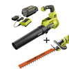 RYOBI RY40480VNM-HDG 40V 110 MPH 525 CFM Cordless Variable-Speed Jet Fan Leaf Blower & 24 in. Hedge Trimmer with 4.0 Ah Battery & Charger