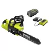 RYOBI RY405100 40V HP Brushless 14 in. Electric Cordless Chainsaw with 4.0 Ah Battery and Charger