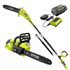 RYOBI RY405100-PS 40V HP Brushless 14 in. Cordless Battery Chainsaw and 10 in. Cordless Battery Pole Saw with 4.0 Ah Battery and Charger