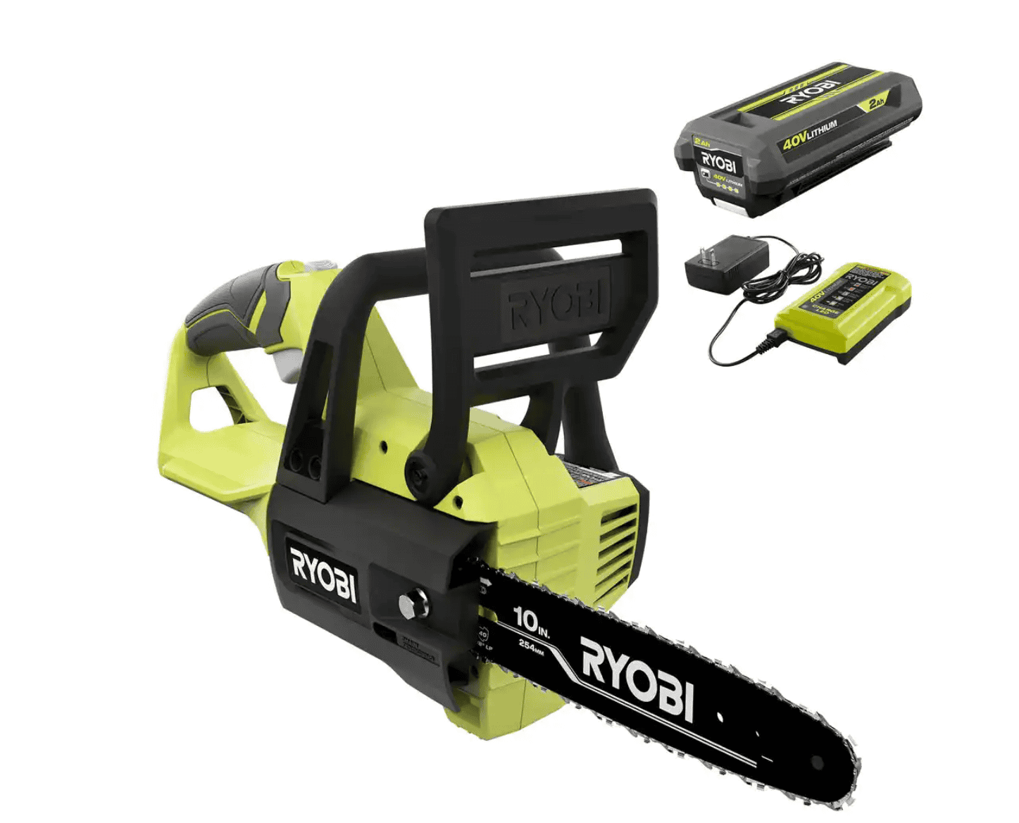 RYOBI RY40570 40V 10 in. Cordless Battery Chainsaw with 2.0 Ah Battery and Charger