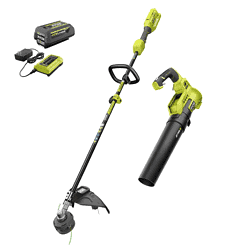 RYOBI RY40940VNM 40V Cordless Battery Attachment Capable String Trimmer and Leaf Blower Combo Kit (2-Tools) w/ 4.0 Ah Battery & Charger