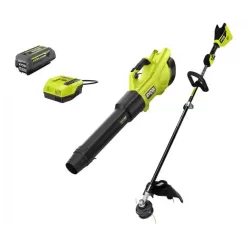 RYOBI RY40960VNM 40V HP Cordless Leaf Blower & String Trimmer with Battery & Charger
