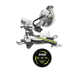 RYOBI TSS103-A181001 15 Amp 10 in. Corded Sliding Compound Miter Saw with 10 in. 24 Carbide Teeth Thin Kerf Miter Saw Blade
