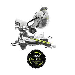 RYOBI TSS103-A181002 15 Amp 10 in. Corded Sliding Compound Miter Saw with 10 in. 40 Carbide Teeth Thin Kerf Miter Saw Blade