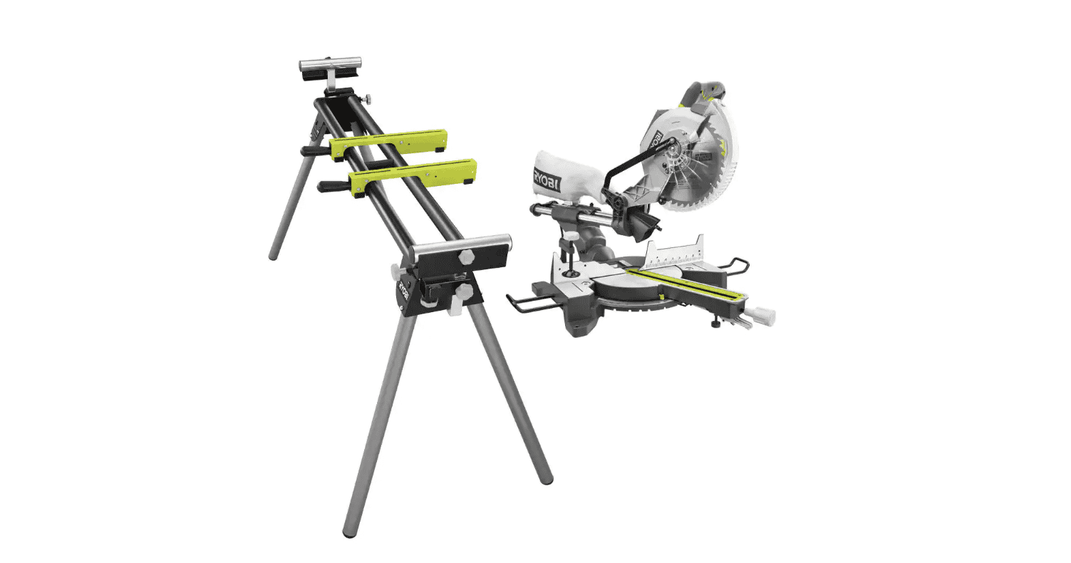 RYOBI Miter Saw TSS103-A18MS01G 15 Amp 10 in. Sliding Compound and Universal QUICKSTAND