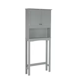 RiverRidge Ashland 27.44-in W x 64.88-in H x 7.81-in D Gray Over-the-Toilet Storage