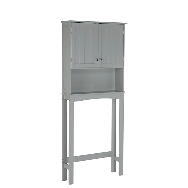 RiverRidge Ashland 27.44-in W x 64.88-in H x 7.81-in D Gray Over-the-Toilet Storage