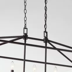 Home 5-76201 Decorators Collection Weyburn 5-Light 36 in. Bronze Caged Farmhouse Linear Island Hanging Chandelier for Kitchen