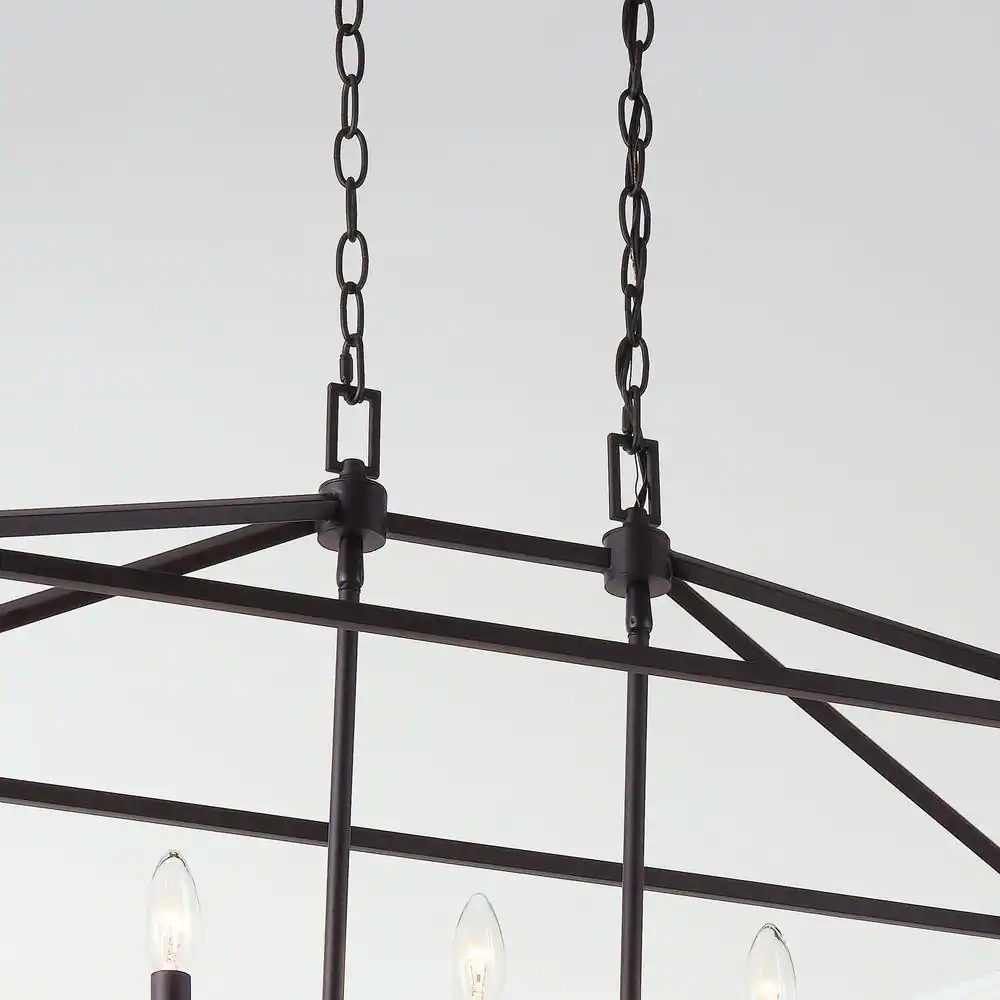 Home 5-76201 Decorators Collection Weyburn 5-Light 36 in. Bronze Caged Farmhouse Linear Island Hanging Chandelier for Kitchen
