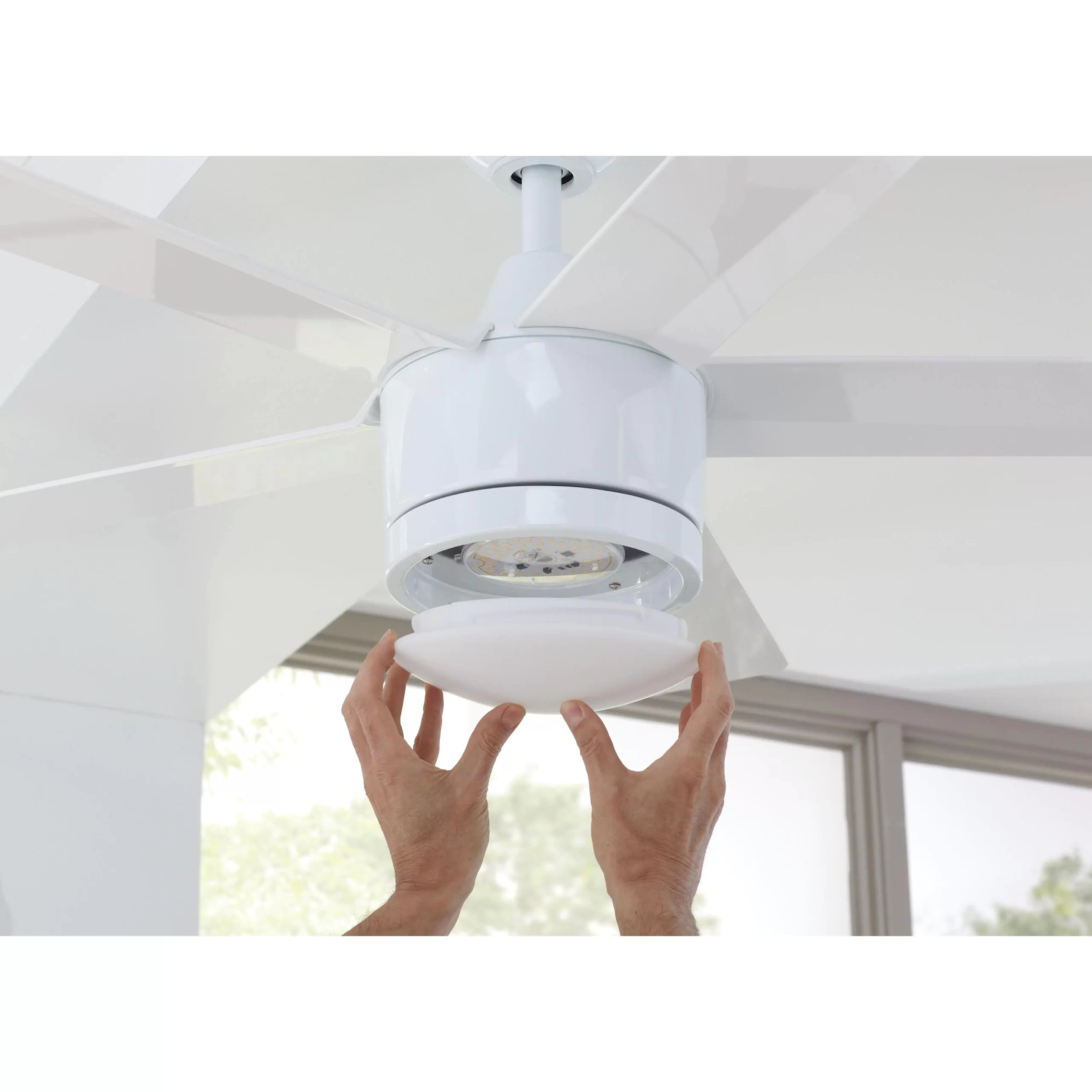 Home Decorators Collection SW1422WH Merwry 52 in. Integrated LED Indoor White Ceiling Fan with Light Kit and Remote Control