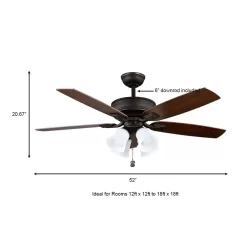 Hampton Bay 57231 Devron 52 in. LED Indoor Oil-Rubbed Bronze Ceiling Fan with Light Kit