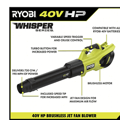 RYOBI RY404100VNM 40V HP Brushless Whisper Series 190 MPH 730 CFM
