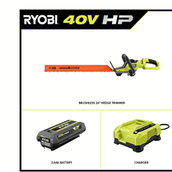 RYOBI RY40640VNM 40V HP Brushless 26 in. Cordless Battery Hedge Trimmer with 2.0 Ah Battery and Charger