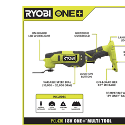 RYOBI PCL1600K2 ONE+ 18V Cordless 6-Tool Combo Kit with 1.5 Ah Battery, 4.0 Ah Battery, and Charger