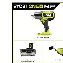 RYOBI PBLIW01K1 ONE+ 18V Brushless Cordless 4-Mode 1/2 in. Impact Wrench Kit with 4.0 Battery and Charger