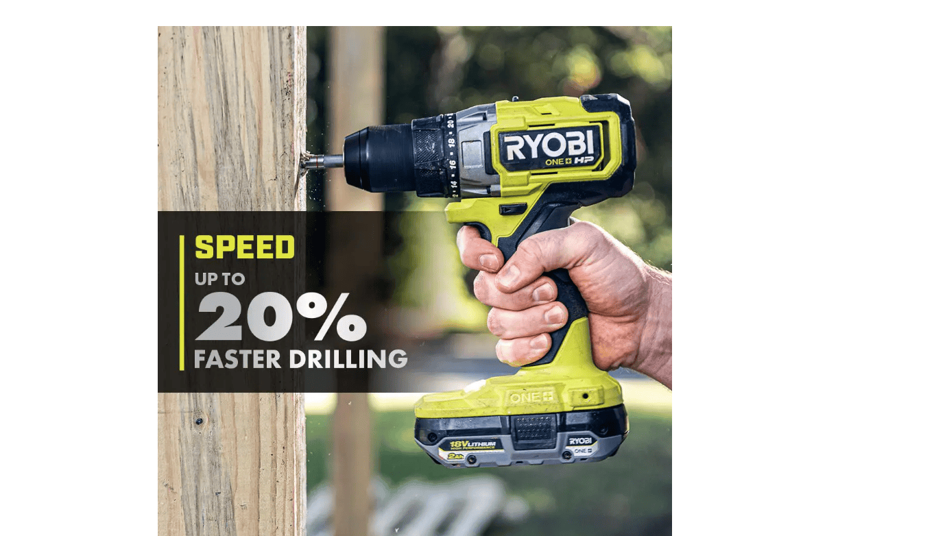 RYOBI PBLCK01K ONE+ HP 18V Brushless Cordless 1/2 in. Drill/Driver and Impact Driver Kit w/(2) 2.0 Ah Batteries, Charger, and Bag