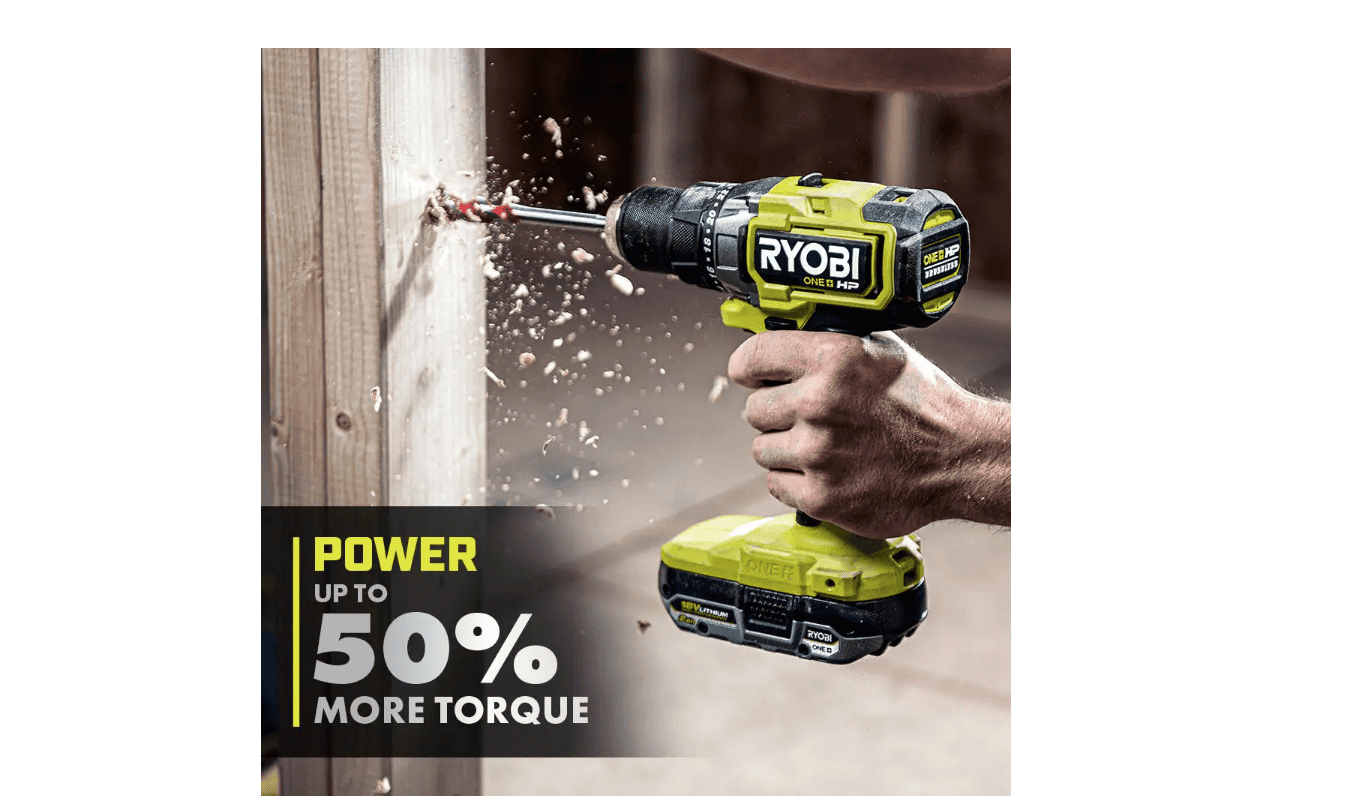 RYOBI PBLCK01K ONE+ HP 18V Brushless Cordless 1/2 in. Drill/Driver and Impact Driver Kit w/(2) 2.0 Ah Batteries, Charger, and Bag
