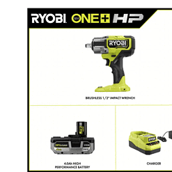 RYOBI P262K1 ONE+ HP 18V Brushless Cordless 4-Mode 1/2 in. Impact Wrench Kit w/ 4.0 Ah HIGH PERFORMANCE Lithium-Ion Battery & Charger