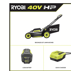 RYOBI RY401170VNM 40V HP Brushless 20 in. Cordless Battery Walk Behind Push Mower with 6.0 Ah Battery and Charger