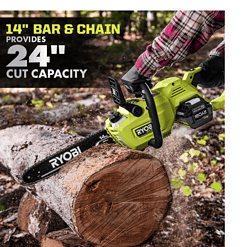 RYOBI RY405100 40V HP Brushless 14 in. Electric Cordless Chainsaw with 4.0 Ah Battery and Charger