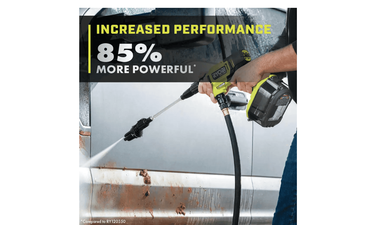 RYOBI RY121852KVNM ONE+ HP 18V Brushless EZClean 600 PSI 0.7 GPM Cordless Cold Water Power Cleaner with 4.0 Ah Battery and Charger