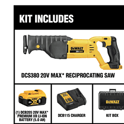 Alternative view of DEWALT Reciprocating Saw DCS380P1 20-Volt MAX Cordless with (1) Battery 5.0Ah & Charger