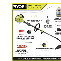 RYOBI RY252CS 25 cc 2-Stroke Attachment Capable Full Crank Curved Shaft Gas String Trimmer
