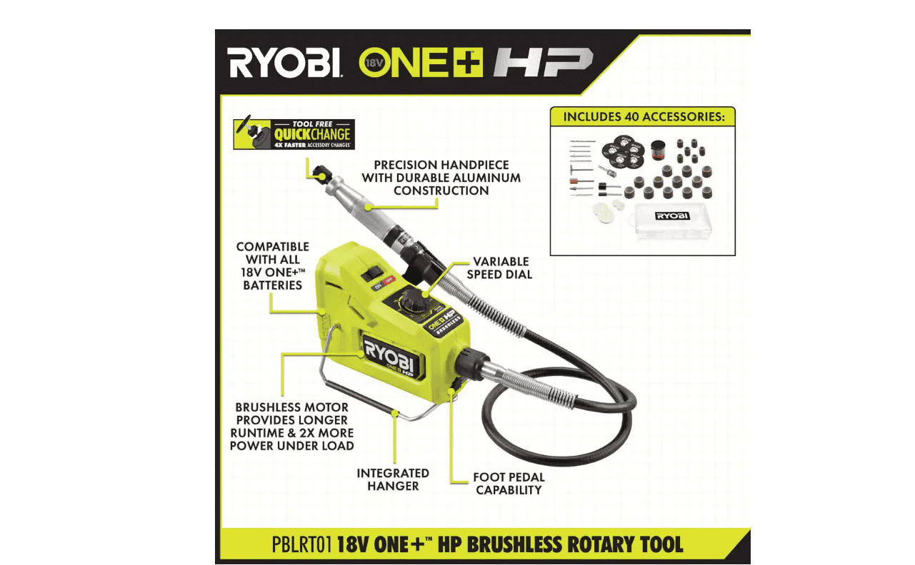RYOBI PBLRT01B ONE+ HP 18V Brushless Cordless Rotary Tool (Tool Only)