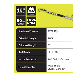 RYOBI RY31EP26 18 ft. Extension Pole with Brush for Pressure Washer