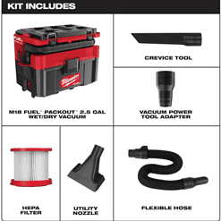 Milwaukee 0970-20 M18 FUEL PACKOUT 18-Volt Lithium-Ion Cordless 2.5 Gal. Wet/Dry Vacuum (Tool-Only)