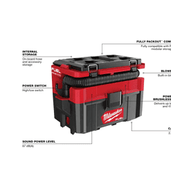 Milwaukee 0970-20 M18 FUEL PACKOUT 18-Volt Lithium-Ion Cordless 2.5 Gal. Wet/Dry Vacuum (Tool-Only)