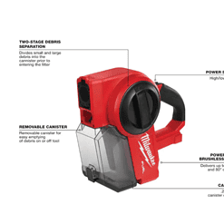 Milwaukee 0940-20 M18 FUEL 18-Volt Lithium-Ion Brushless .25 Gal. Cordless Jobsite Vacuum with 5.0 Ah Battery and Charger